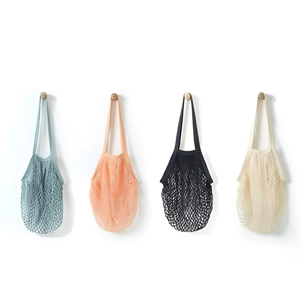 Set of 4 French Market Mesh Bags w/ Long Handle